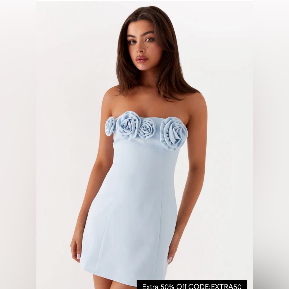 Peppermayo Light Blue Strapless Dress